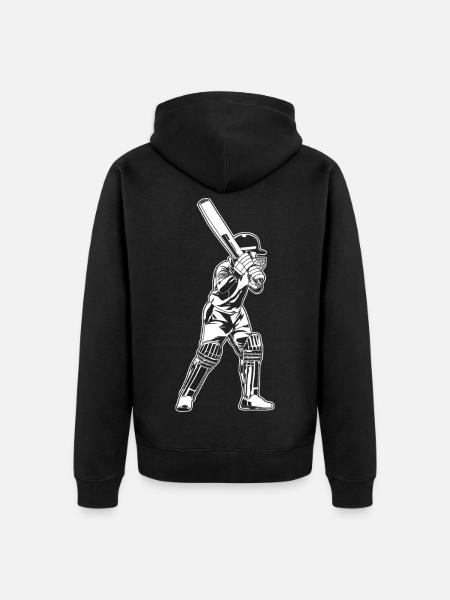 Cricket Batter Sketch - Unisex Premium Organic Zip Hoodie - black
