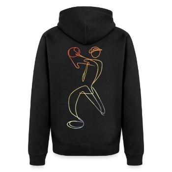 Cricket Bowler Vintage Look - Unisex Premium Bio Zip Hoodie - Schwarz - Hinten - Nico (187cm)