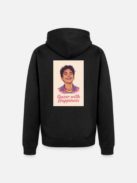 Queer with happiness - Unisex Premium Organic Zip Hoodie - black