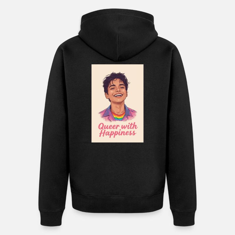 Queer with happiness - Unisex Premium Bio Zip Hoodie - Schwarz