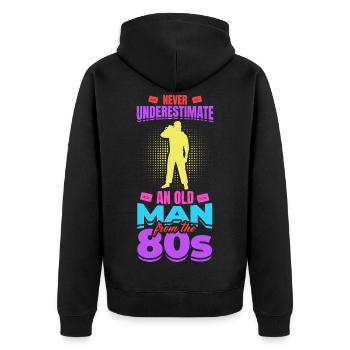 80er Großvater - Unisex Premium Bio Zip Hoodie - Schwarz - Hinten - Nico (187cm)