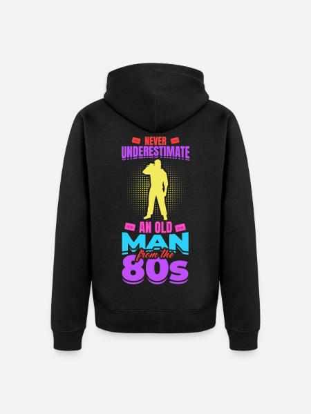 80er Großvater - Unisex Premium Bio Zip Hoodie - Schwarz