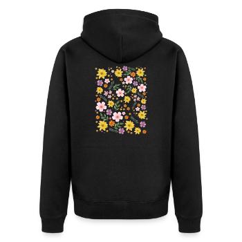 Watercolor Floral Magic Pattern - Unisex Premium Organic Zip Hoodie - black - Back - Nico (187cm)