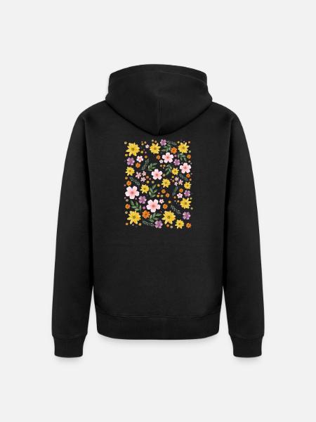 Aquarell Blumenzauber Muster - Unisex Premium Bio Zip Hoodie - Schwarz