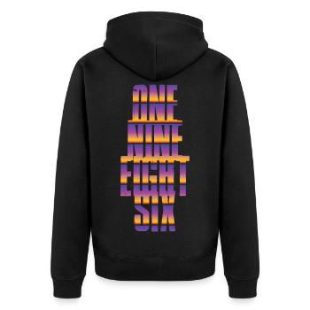 Vintage 1986 - Unisex Premium Bio Zip Hoodie - Schwarz - Hinten - Nico (187cm)