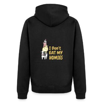 I Don't Eat My Homies Tierschutz Veganer - Unisex Premium Bio Zip Hoodie - Schwarz - Hinten - Nico (187cm)