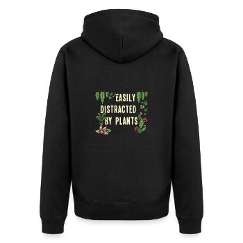 Leicht ablenkbar durch Blumen - Unisex Premium Bio Zip Hoodie - Schwarz - Hinten - Nico (187cm)