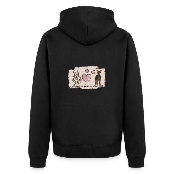 Miniature Pinscher Rehpinscher Min Pin Dog - Unisex Premium Organic Zip Hoodie - black - Back - Nico (187cm)