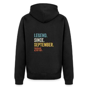 Légende depuis septembre 2015 7ème anniversaire - Veste à capuche bio Premium Unisexe - noir - Dos - Nico (187cm)
