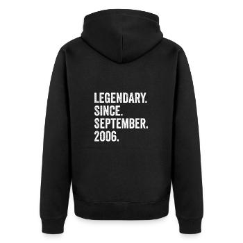 Legendary Since September 2006 16. Geburtstag - Unisex Premium Bio Zip Hoodie - Schwarz - Hinten - Nico (187cm)