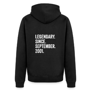 Légendaire depuis septembre 2001 21ème anniversaire - Veste à capuche bio Premium Unisexe - noir - Dos - Nico (187cm)