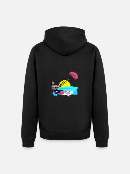 Kiter Kiteboarding Kitesurfing - Unisex Premium Organic Zip Hoodie - black