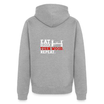 Turning Wood Lathe Lathe - Unisex Premium Organic Zip Hoodie - heather grey - Back - Nico (187cm)