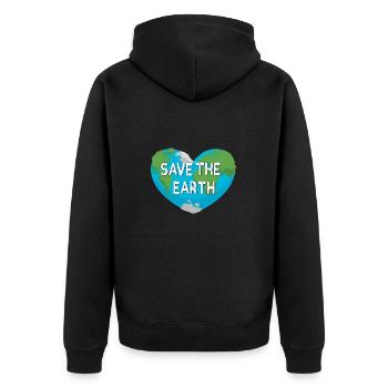 Save the Earth - Erde retten! - Unisex Premium Bio Zip Hoodie - Schwarz - Hinten - Nico (187cm)