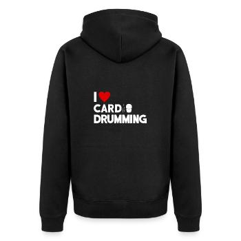 Cardio Drumming Fitnessstudio Fitnesskurs Workout - Unisex Premium Bio Zip Hoodie - Schwarz - Hinten - Nico (187cm)