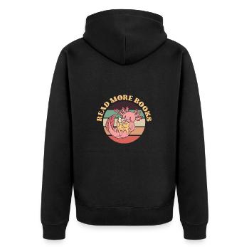 Read More Books Book Worm Lover - Unisex Premium Organic Zip Hoodie - black - Back - Nico (187cm)
