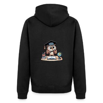 Learn Owl - Unisex Premium Organic Zip Hoodie - black - Back - Nico (187cm)