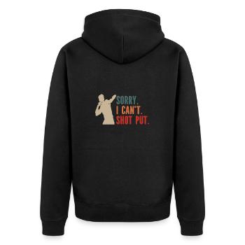 Kugelstoßen Werfen Leichtathletik - Unisex Premium Bio Zip Hoodie - Schwarz - Hinten - Nico (187cm)