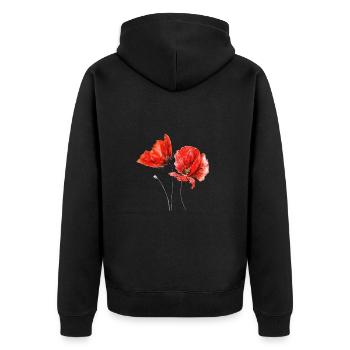 Mohnblumen Mohnblume Blumen Blume rot - Unisex Premium Bio Zip Hoodie - Schwarz - Hinten - Nico (187cm)