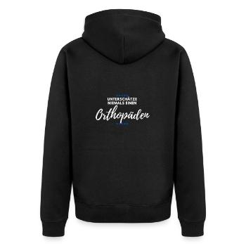 Orthopäde Orthopädie Doktor Mediziner - Unisex Premium Bio Zip Hoodie - Schwarz - Hinten - Nico (187cm)
