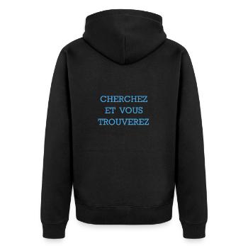 CHERCHEZ ET VOUS TROUVEREZ - BLEU - Veste à capuche bio Premium Unisexe - noir - Dos - Nico (187cm)