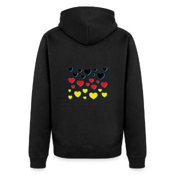 deutschland schwarz rot gold - Unisex Premium Bio Zip Hoodie - Schwarz - Hinten - Nico (187cm)