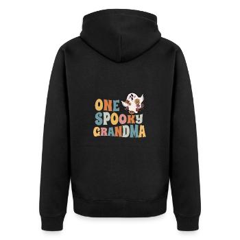 One Spooky Grandma Groovy Halloween Costume - Unisex Premium Organic Zip Hoodie - black - Back - Nico (187cm)