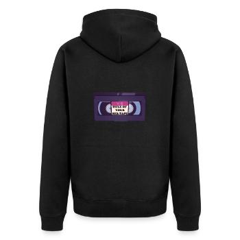 Title deines Sex-Tapes lustiges VHS Tape Design - Unisex Premium Bio Zip Hoodie - Schwarz - Hinten - Nico (187cm)