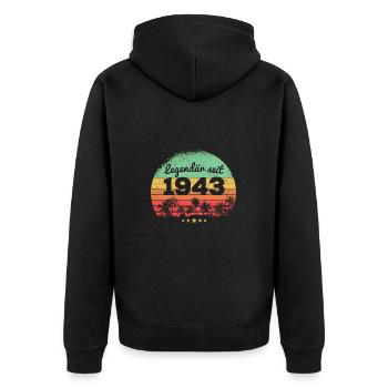 80 Jahre Legendär Seit 1943 80. Geburtstag - Unisex Premium Bio Zip Hoodie - Schwarz - Hinten - Nico (187cm)