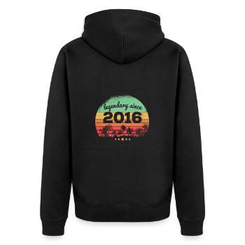Légendaire depuis 2016 7ème anniversaire - Veste à capuche bio Premium Unisexe - noir - Dos - Nico (187cm)