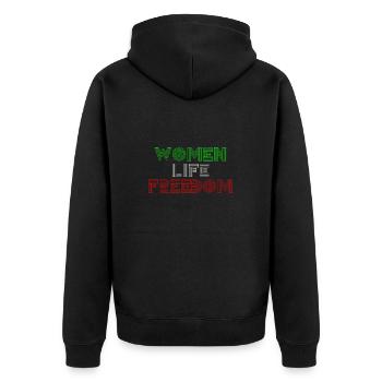 Liberté de vie des femmes - Femmes iraniennes mignonnes - Veste à capuche bio Premium Unisexe - noir - Dos - Nico (187cm)