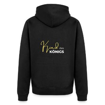 Kind des Königs - Unisex Premium Bio Zip Hoodie - Schwarz - Hinten - Nico (187cm)