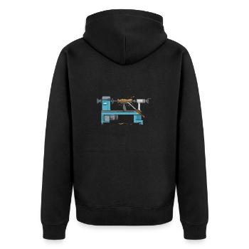 Turning Wood Lathe Lathe - Unisex Premium Organic Zip Hoodie - black - Back - Nico (187cm)