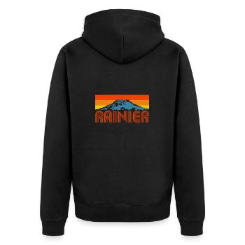 Mount Rainier Nationla Park Washington Berge - Unisex Premium Bio Zip Hoodie - Schwarz - Hinten - Nico (187cm)
