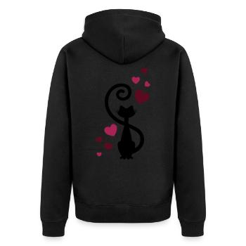 Cat Love In Love - cat in love - gift idea - Unisex Premium Organic Zip Hoodie - black - Back - Nico (187cm)