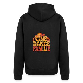 Line Dance Familie. Die ganze Familie tanzt - Unisex Premium Bio Zip Hoodie - Schwarz - Hinten - Nico (187cm)