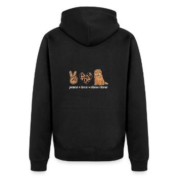 Chow Chow Hund - Unisex Premium Bio Zip Hoodie - Schwarz - Hinten - Nico (187cm)