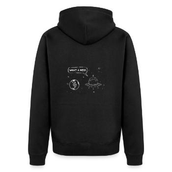 Aliens Was für ein Chaos - Unisex Premium Bio Zip Hoodie - Schwarz - Hinten - Nico (187cm)