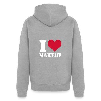 Schminken I Love Makeup - Unisex Premium Bio Zip Hoodie - Grau meliert - Hinten - Nico (187cm)