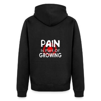 Schmerz ist Teil der wachsenden Motivation - Unisex Premium Bio Zip Hoodie - Schwarz - Hinten - Nico (187cm)