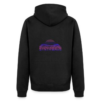Retrowave Synthwave 80s Design - Unisex Premium Bio Zip Hoodie - Schwarz - Hinten - Nico (187cm)