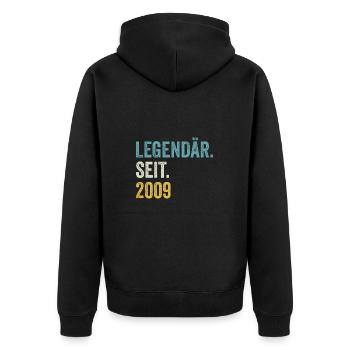 14 Jahre Legendär Seit 2009 14. Geburtstag - Unisex Premium Bio Zip Hoodie - Schwarz - Hinten - Nico (187cm)