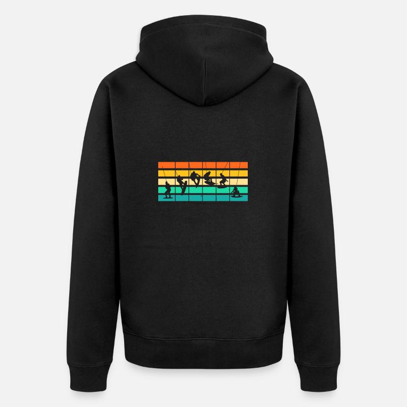 Retro Wakeboarder Wakeboard Wakeboarding - Unisex Premium Bio Zip Hoodie - Schwarz