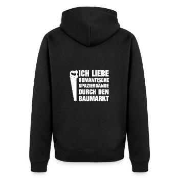 Ich Liebe Romantische Spaziergänge im Baumarkt - Unisex Premium Bio Zip Hoodie - Schwarz - Hinten - Nico (187cm)