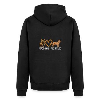 Australian Cattle Dog Red Blue Heeler - Unisex Premium Bio Zip Hoodie - Schwarz - Hinten - Nico (187cm)