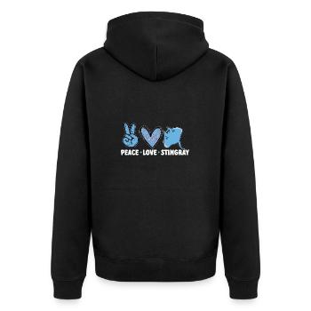 Stachelrochen Mantarochen Ozean Rochen - Unisex Premium Bio Zip Hoodie - Schwarz - Hinten - Nico (187cm)