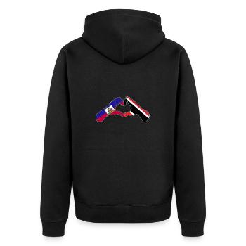 Trinidad und Tobago Flagge - Unisex Premium Bio Zip Hoodie - Schwarz - Hinten - Nico (187cm)