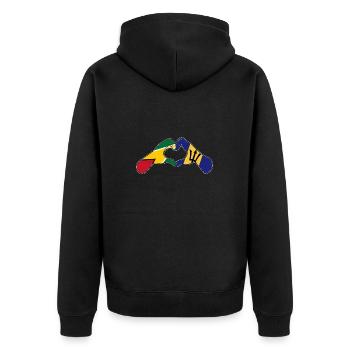Barbados Flagge Barbadier Bajan - Unisex Premium Bio Zip Hoodie - Schwarz - Hinten - Nico (187cm)