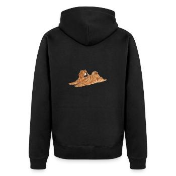 Chow Chow Hund - Unisex Premium Bio Zip Hoodie - Schwarz - Hinten - Nico (187cm)