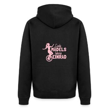 Einradfahrerin Coole Mädels Fahren Einrad - Unisex Premium Bio Zip Hoodie - Schwarz - Hinten - Nico (187cm)